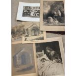 Six various prints and engravings to include "Two strings to her bow", "Old Newland Toll Bar","Porch
