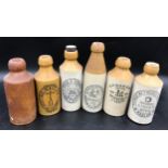 A collection of six ginger beer bottles to include Maxwell Grayson Harrogate, Harston & Co Leeds,