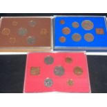 The Royal Mint coinage of Great Britain and Northern Ireland coin year sets dated 1972, 1973 and