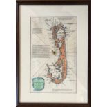 A framed E Bowen map of Bermuda. 35 x 21.5cm.Condition ReportSmall watermark near base.