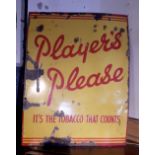 AN ORIGINAL 1930’s ENAMEL “PLAYERS PLEASE” SIGN, 76cm x 61cm approx.