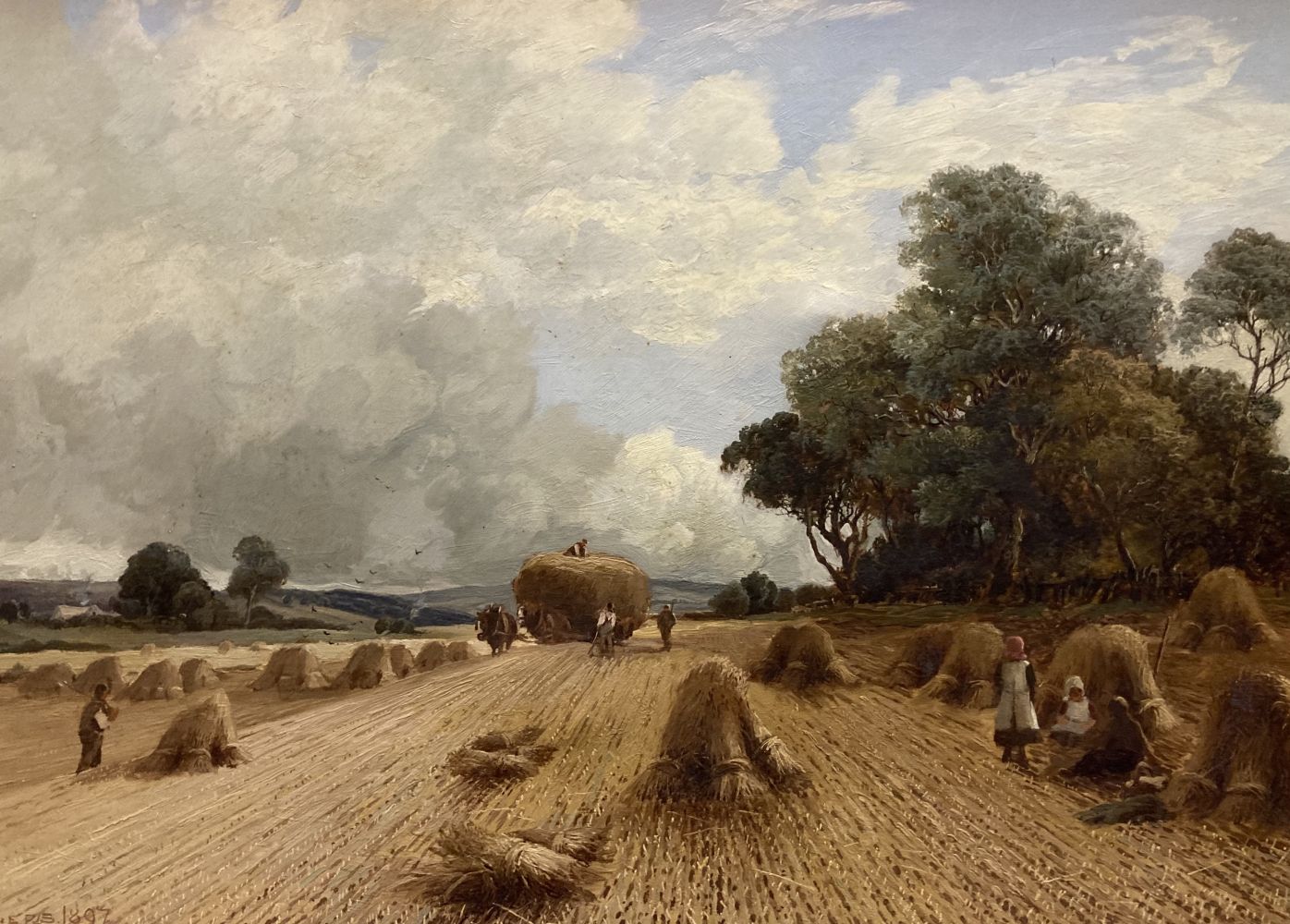 WILLIAM MANNERS, (1860 - 1930) "A HAY GATHERING SCENE", oil on canvas, signed and dated 1897 lower - Image 2 of 4