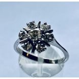 AN 18CT WHITE GOLD DIAMOND FLORAL DESIGN CLUSTER RING, diamond weight 1.25cts