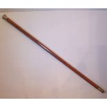 A GOOD QUALITY 19TH CENTURY BONE & SILVER TOPPED SWORD STICK, 93.3cm (L) x 3.7cm (W) x 3.7cm (D)