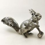 AN ANTIQUE STERLING SILVER SQUIRREL FIGURE / MODEL / STATUE, Continental silver, German made,