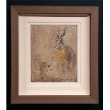 CON CAMPBELL (B. 1946), HARE, mixed media on board, signed lower right, 40cm x 35cm frame approx.