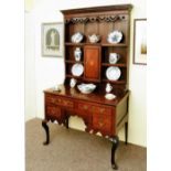 A VERY FINE 19TH CENTURY IRISH OAK & MAHOGANY INLAID DRESSER, with raised gallery back having