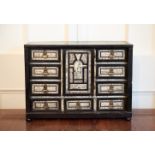 AN IMPORTANT 17TH CENTURY ITALIAN TABLE CABINET, inlaid in ivory, c.1660 to 1680, with an