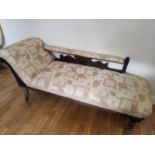 A CHAISE LONGUE, in need of some restoration, 64 inches long, 2ft deep approx