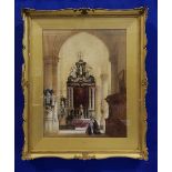 SAMUEL READ RWS (1815-1883), "A CATHEDRAL SCENE", watercolour, signed and dated 'S. Read, 1861'