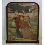 A LARGE UNUSUAL 19TH CENTURY ROSEWOOD FRAMED GLAZED TAPESTRY, the images is of two women, one
