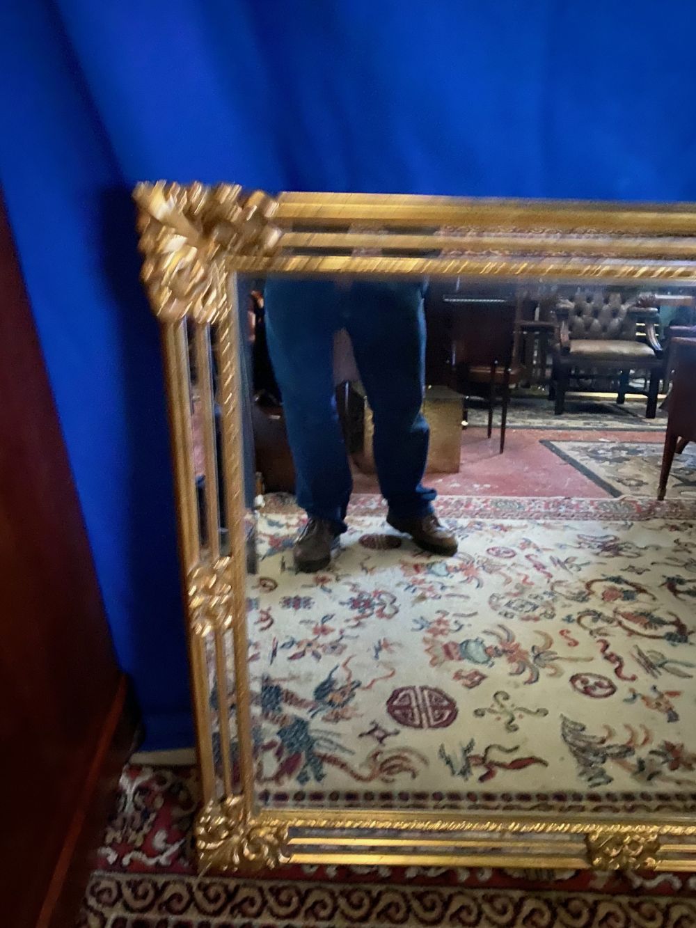 A GILT OVER MANTLE MIRROR, 118cm x 89cm approx. - Image 2 of 2