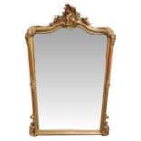 A GOOD QUALITY 19TH CENTURY GILT OVERMANTLE / HALL MIRROR, 160cm (H) x 108cm (W) approx.