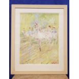 MARIE CARROLL, (IRISH 20TH CENTURY), "DANCING BALLERINAS", acrylic on card, signed lower right,