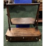 AN EARLY 19TH CENTURY MAHOGANY THREE DRAWER DRESSING MIRROR, 70cm high x 64cm wide x 25cm approx