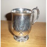 A MID 19TH CENTURY SILVER CHRISTENING MUG / TANKARD, London, 1858, maker’s mark EB&JB for Edward and