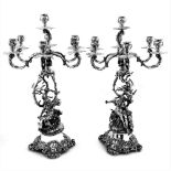 AN ANTIQUE GERMAN 19TH CENTURY SILVER CANDELABRA with figural motif, 6/7 light, German made, circa