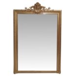 A GOOD QUALITY 19TH CENTURY GILT OVER MANTLE MIRROR, 152.4cm (H) x 105.4cm (W) approx.