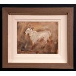 CON CAMPBELL (B. 1946), GOAT, mixed media on board, signed lower right 40cm x 35cm approx. frame