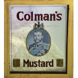 A VINTAGE FRAMED COLMAN’S MUSTARD ADVERTISING MIRROR, 91.7cm (H) x 66.7cm (W) approx.