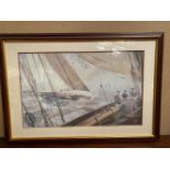 R. WALLIS, ROUGH WATERS, watercolour, signed indistinctly, 39 inches x 27 inches frame approx