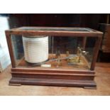 A OAK CASED BAROGRAPH / STORMOGRAPH, with name plaque : John McGregor 14 Leinster Street, Dublin,