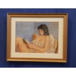 COLETTE MILLS, "GIRL READING", pastel on paper, signed lower right, 35" x 28" approx frame