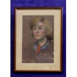 MOLLIE MAGUIRE, (IRISH Fl. 1920s - 30s), "PORTRAIT OF A WOMAN", pastel on paper, signed lower right,