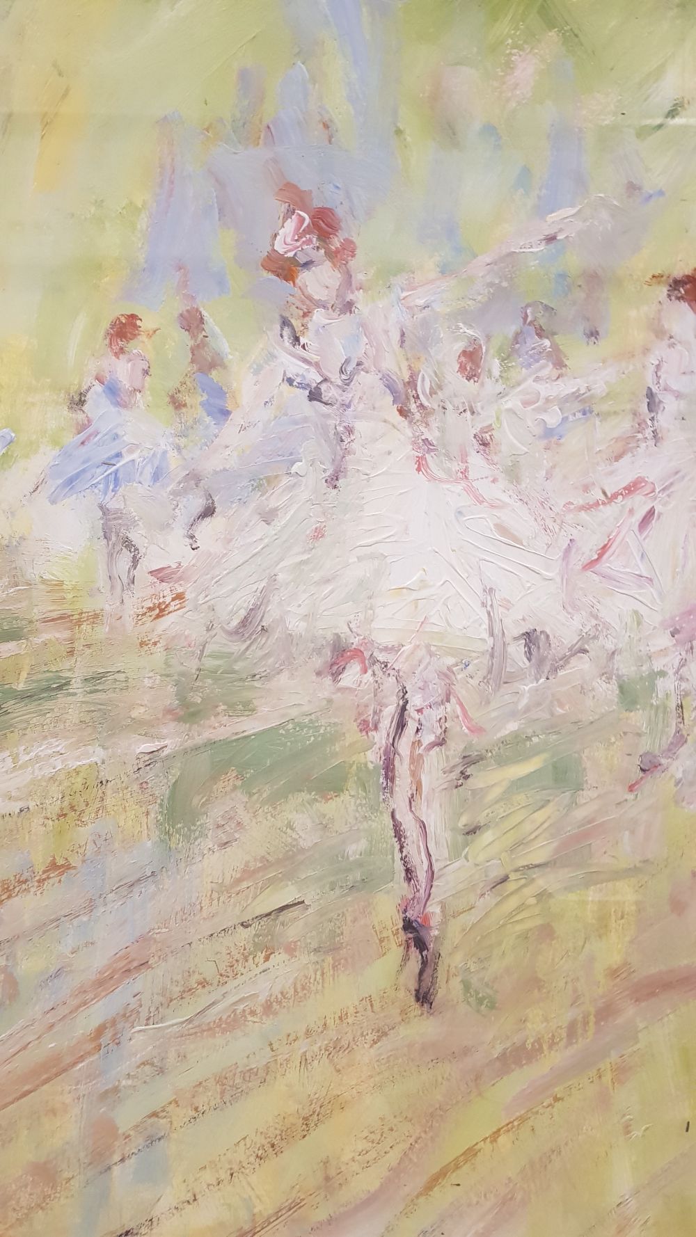 MARIE CARROLL, (IRISH 20TH CENTURY), "DANCING BALLERINAS", acrylic on card, signed lower right, - Image 2 of 5