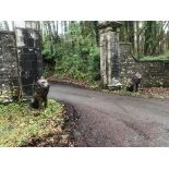 A PAIR OF GARDEN LIONS / GATE GUARD LIONS, 4ft tall approx.