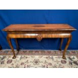 A VERY FINE GEORGE I STYLE WALNUT CONSOLE / HALL / SERVER TABLE, with cross-banded rectangular top