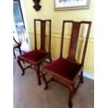 A PAIR OF VERY RARE IRISH WALNUT & MARQUETRY INLAID SIDE CHAIRS, circa 1720, with cabriole