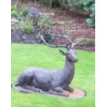 A CAST IRON FIGURE OF A STAG, garden ornament