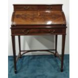 A VERY GOOD QUALITY EDWARDIAN INLAID MAHOGANY FALL FRONT BUREAU, attributed to Maples of London,