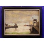 WILLIAM KEYES MCDONNELL, "CORK CITY HARBOUR", oil on board, signed lower left, 35" x 27" approx