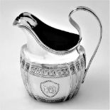 AN ANTIQUE 19TH CENTURY IRISH GEORGIAN SILVER MILK JUG / CREAM JUG, Dublin, Ireland, 1801 by RS,