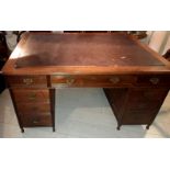 A GOOD VICTORIAN MAHOGANY PARTNERS DESK, to the front 3 drawers over a