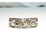 AN ANTIQUE 14CT YELLOW GOLD TRILOGY OLD MINE CUT DIAMOND RING, stamped 14K, a stunning ring with