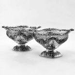 A PAIR OF ANTIQUE SILVER & GLASS DISHES, London, 1907 – 1908 by D & J Welby, Weight (Silver