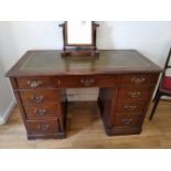 A LATE 19TH CENTURY MAHOGANY PEDESTAL WRITING DESK, with 9 drawers, 3 drawers to the top, and 3 to