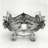 AN ANTIQUE GERMAN SILVER JARINIÉRE with glass liner, circa 1905, German made, Weight (Silver Only) -