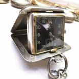 A RARE 1935 SSM SAPHO SOLID SILVER FOLDING PURSE / TRAVEL WATCH, Birmingham silver, dated 1935,