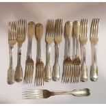 A SET OF 13 SILVER FORKS, London, maker’s mark CB&S for Charles Boyton & Son Ltd, each with date