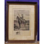 AFTER MEISSONIER, A FRAMED PRINT, “SOLDIER ON HORSEBACK”, ENGRAVED BY JULES JACQUET, PUBLISHED BY C.