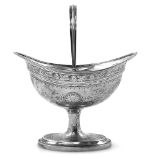 AN ANTIQUE IRISH GEORGIAN SILVER SUGAR BASKET, Dublin made, 1801, by RS, Weight – 272g / 8.75oz,