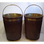 PAIR OF GOOD QUALITY 20TH CENTURY MAHOGANY BRASS BOUND TURF / LOG