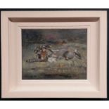 CON CAMPBELL, HARE ON THE MOVE, oil on board, signed lower right,