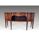 A VERY FINE EDWARDIAN PERIOD, SHERATON REVIVAL, SIDEBOARD, serpen