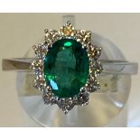 AN 18CT WHITE GOLD CLASSIC COLUMBIAN EMERALD, 2.65cts cluster rin