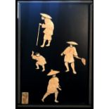 A JAPANESE WALL PLAQUE with four figures crafted in ivory, circa